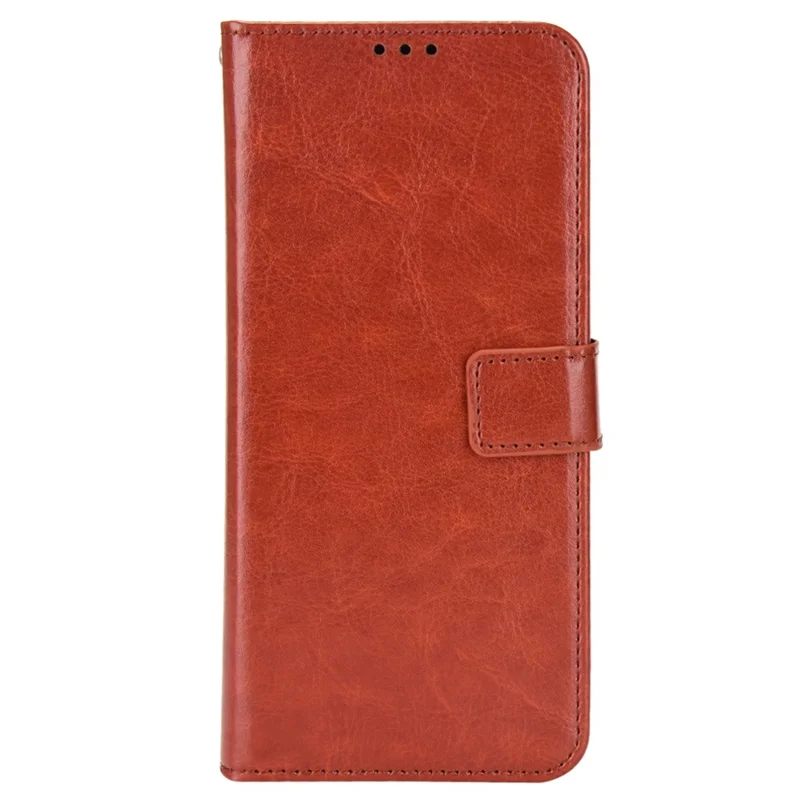 Per Realme C33 4G Crazy Horse Texture Case in Pelle PU Stand Magnetic Flip Design Design Portafoglio Protettivo Con Cinturino - Marrone