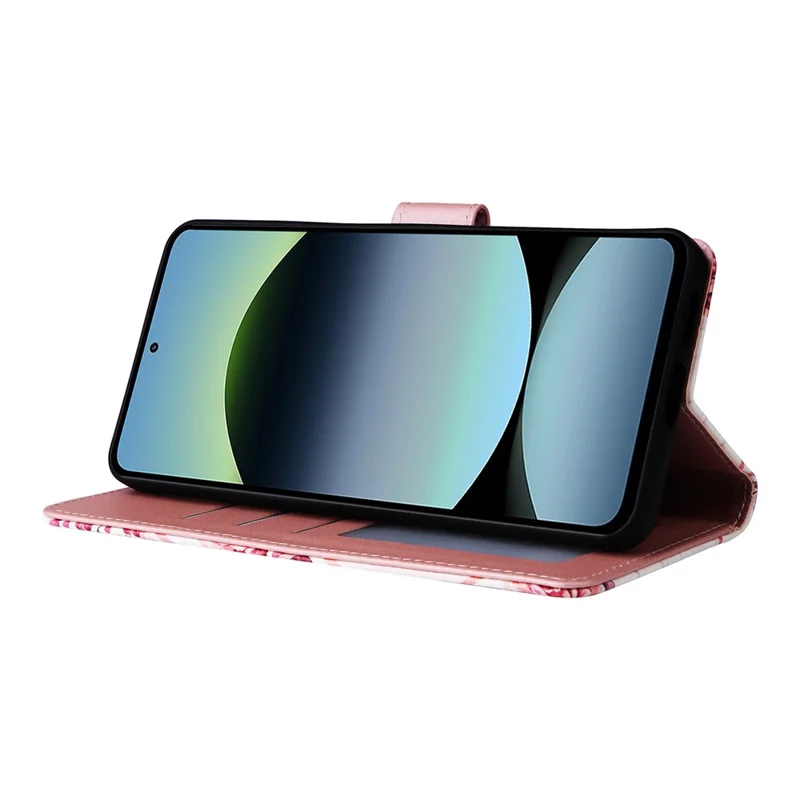 For Xiaomi Poco M7 Pro 5G  /  Redmi Note 14 5G Case Lacquered Marble Pattern Leather Phone Cover - Rose Gold