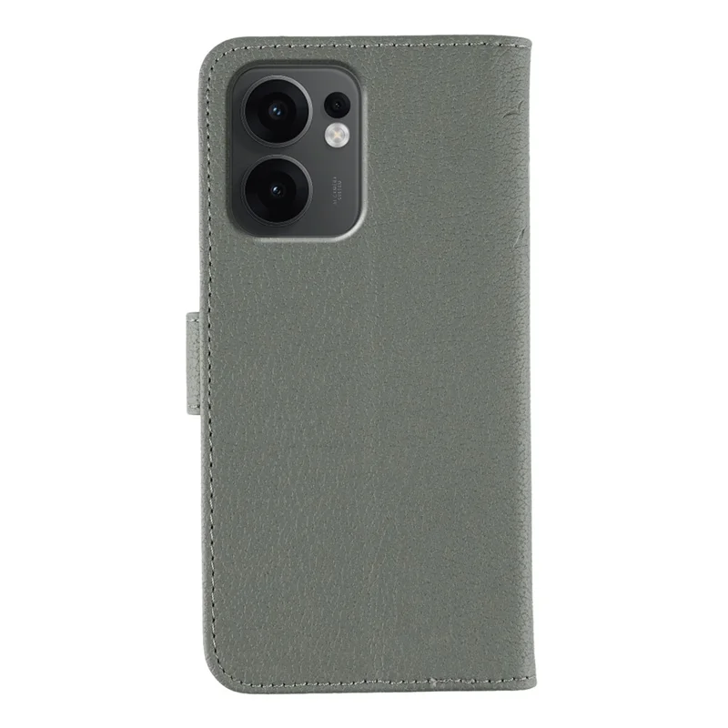 For Oppo Reno13 F 5G (Reno 13 FS 5G) / 4G Case Feather Imprint PU Leather Wallet Phone Cover - Grey
