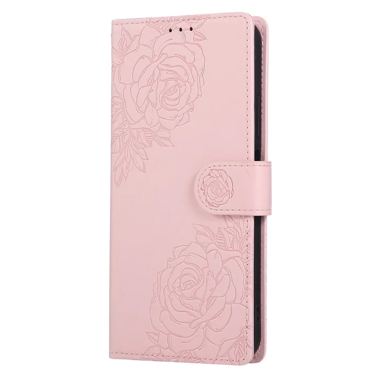 Чехол для Oppo Reno10 5G (Global) / Reno10 Pro 5G (Global) с розовым цветком из искусственной кожи-кошелька с 3 отделениями для карт - Розовое золото