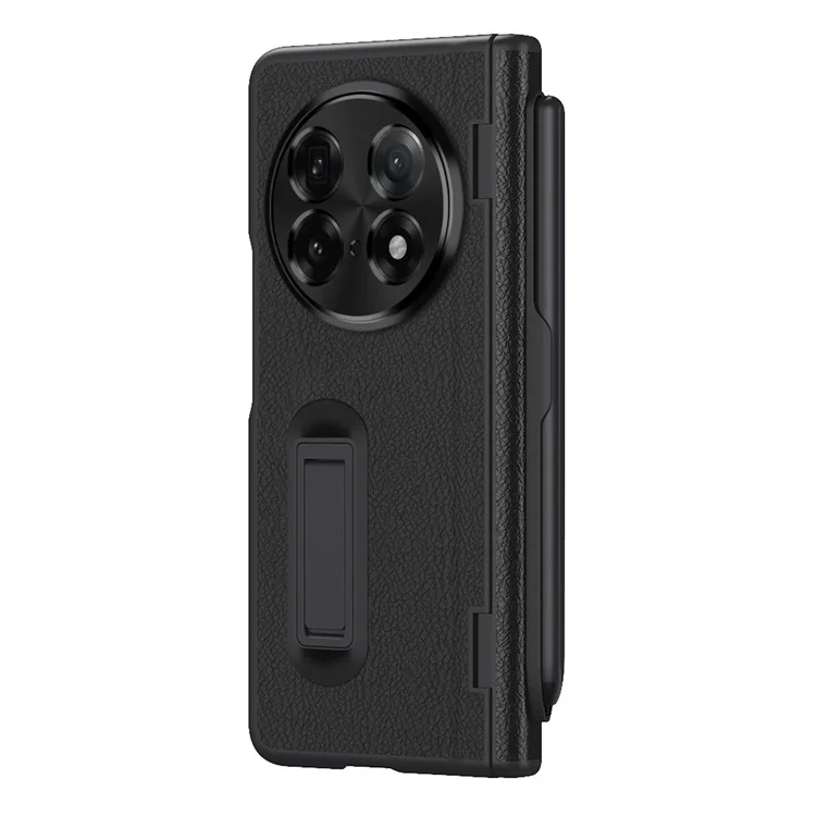 Чехол для Oppo Find N5 5G с подставкой из поликарбоната + кожаный чехол-книжка с защитой экрана и стилусом - Черный