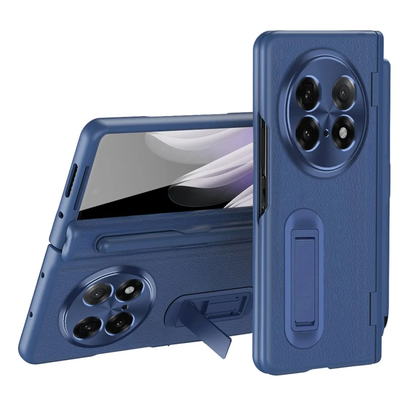 For Oppo Find N5 5G Case Kickstand PC  + PU Leather Folding Phone Cover with Screen Protector and Stylus - Sapphire