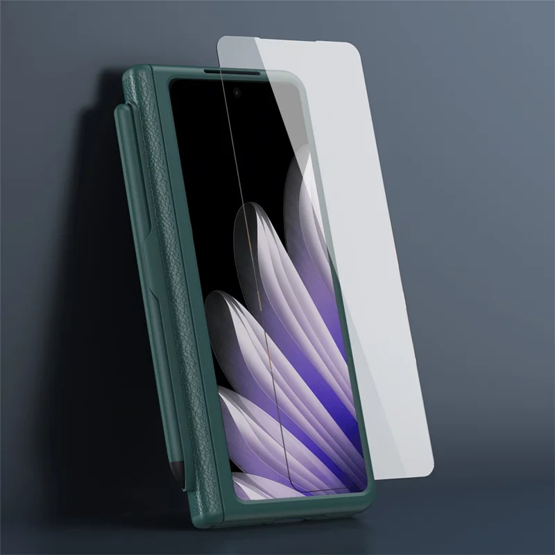 For Oppo Find N5 5G Case Kickstand PC  + PU Leather Folding Phone Cover with Screen Protector and Stylus - Sapphire