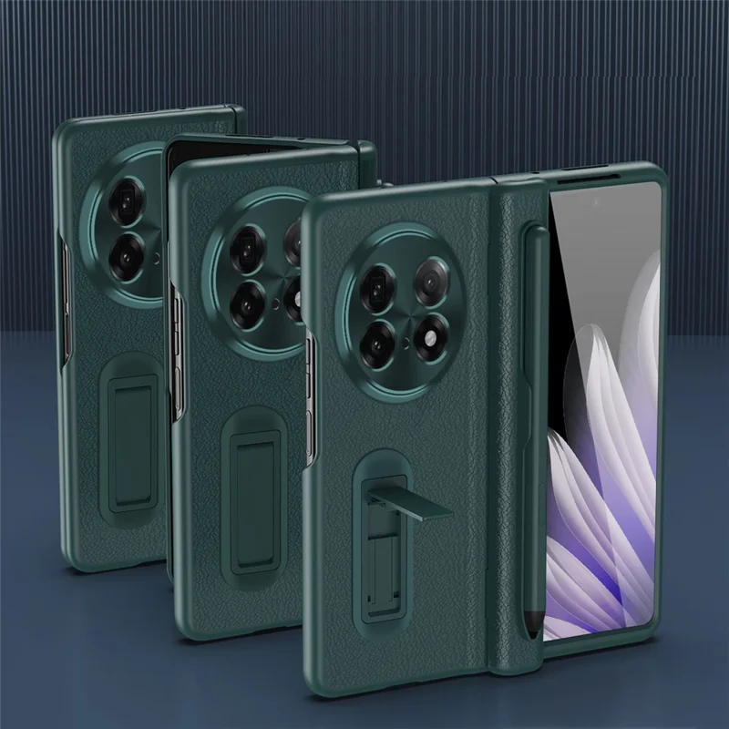 For Oppo Find N5 5G Case Kickstand PC  + PU Leather Folding Phone Cover with Screen Protector and Stylus - Sapphire