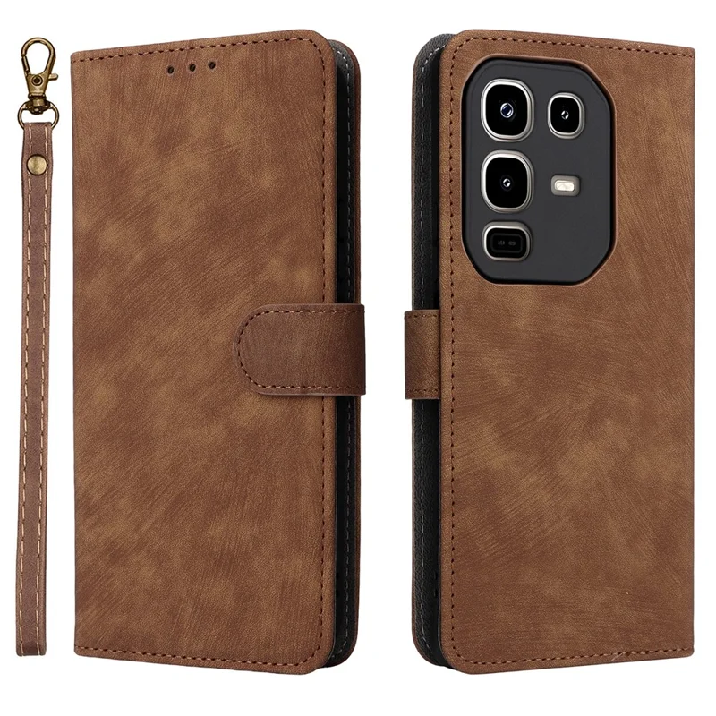 For Infinix Note 50 4G X6858  /  Note 50 Pro 4G X6855 Case Wallet RFID Blocking PU Leather Cover Stand with Strap - Brown