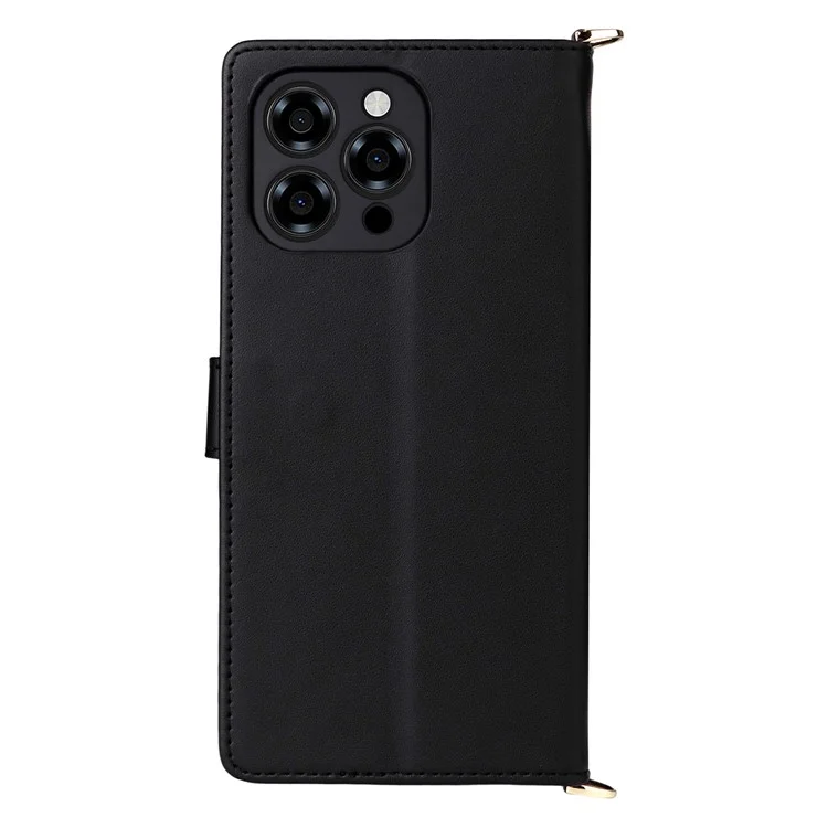 Pour Doogee Note 58 Pro / Note 58 Étui Portefeuille avec Bandoulière / Dragonne en Cuir pour Téléphone avec Support - Noir