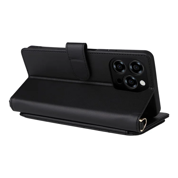 Pour Doogee Note 58 Pro / Note 58 Étui Portefeuille avec Bandoulière / Dragonne en Cuir pour Téléphone avec Support - Noir