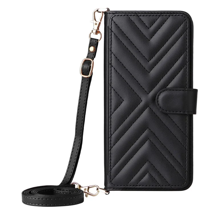 Pour Doogee Note 58 Pro / Note 58 Étui Portefeuille avec Bandoulière / Dragonne en Cuir pour Téléphone avec Support - Noir
