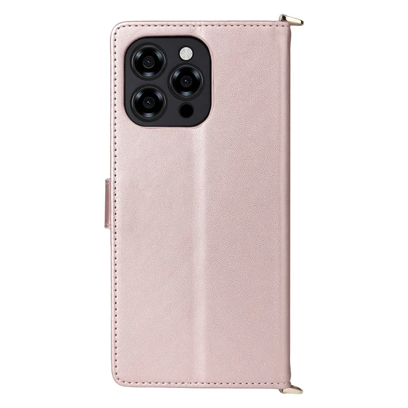 For Doogee Note 58 Pro  /  Note 58 Wallet Case with Shoulder  /  Wrist Strap Leather Phone Cover Stand - Pink