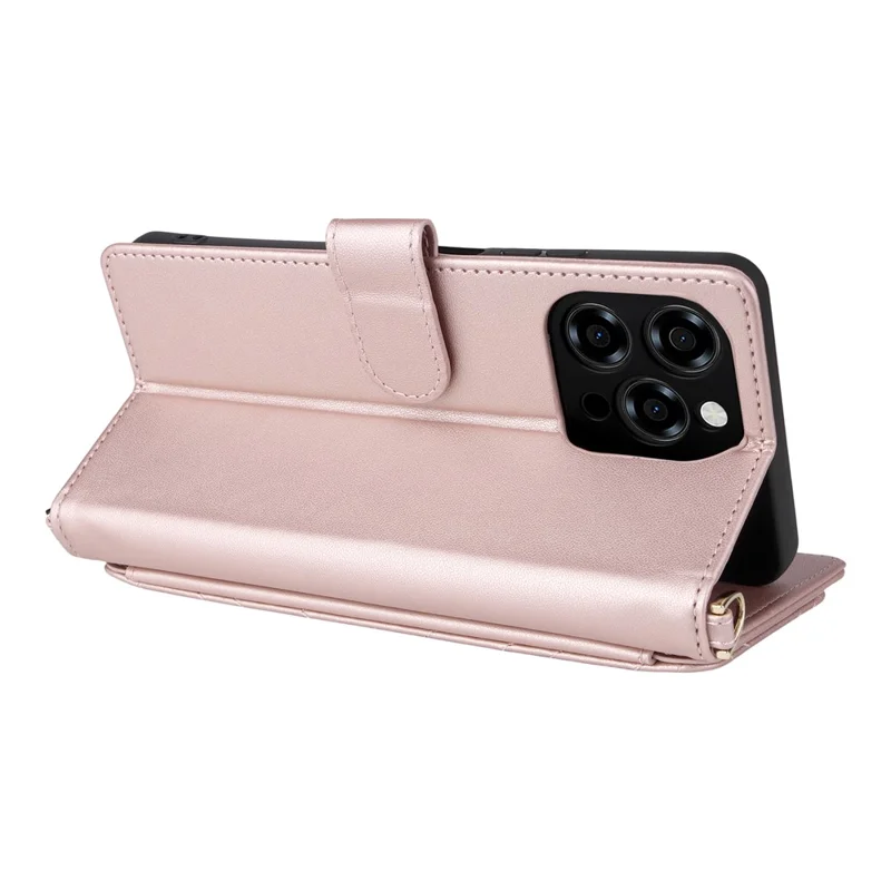 For Doogee Note 58 Pro  /  Note 58 Wallet Case with Shoulder  /  Wrist Strap Leather Phone Cover Stand - Pink