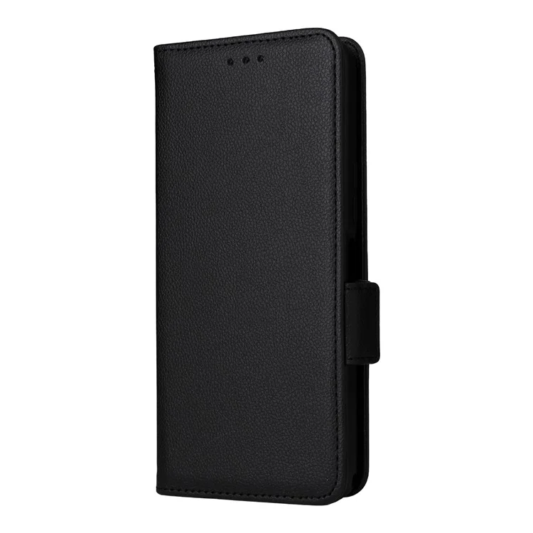 For Doogee Note 58 Pro  /  Note 58 Case with Wrist Strap Litchi Texture PU Leather Wallet Phone Cover - Black