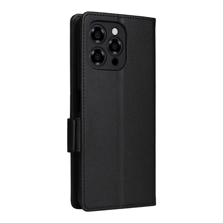 For Doogee Note 58 Pro  /  Note 58 Case with Wrist Strap Litchi Texture PU Leather Wallet Phone Cover - Black