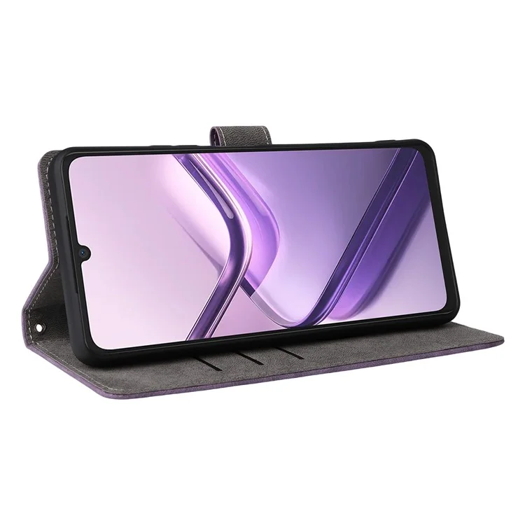 For Doogee Note 58 Pro  /  Note 58 Case Wallet RFID Blocking PU Leather Cover Stand with Strap - Purple