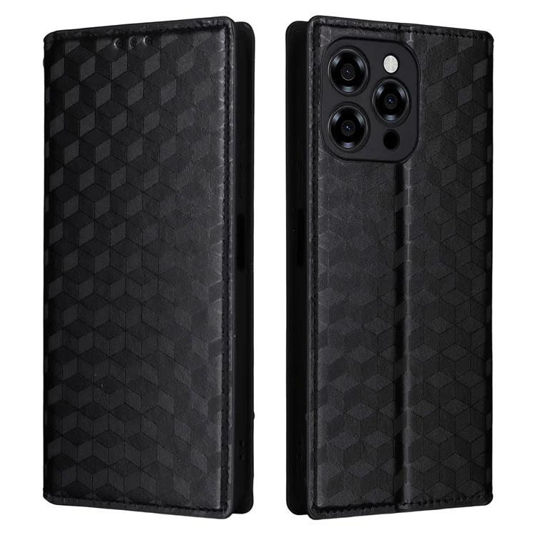 Para Doogee Note 58 Pro / Note 58 Capa Carteira em Couro com Padrão de Losango - Preto