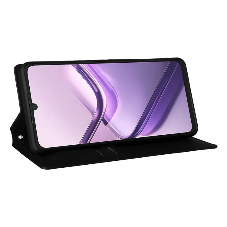 Para Doogee Note 58 Pro / Note 58 Capa Carteira em Couro com Padrão de Losango - Preto