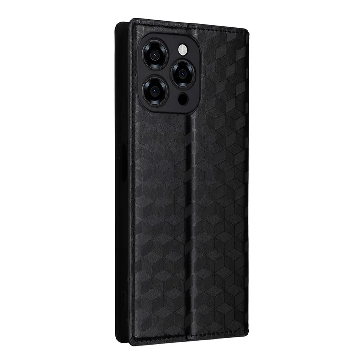 Para Doogee Note 58 Pro / Note 58 Capa Carteira em Couro com Padrão de Losango - Preto