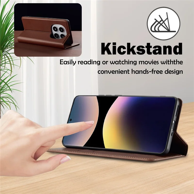 LC.IMEEKE L1 Serie für Xiaomi Redmi Note 14 Pro 4G Hülle PU-Leder Brieftasche Ständer Schutzhülle - Braun