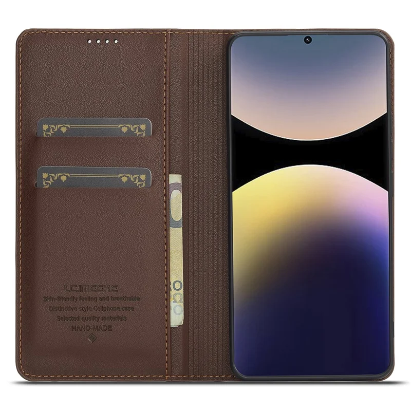 LC.IMEEKE L1 Serie für Xiaomi Redmi Note 14 Pro 4G Hülle PU-Leder Brieftasche Ständer Schutzhülle - Braun