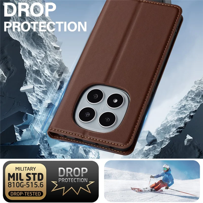 LC.IMEEKE L1 Serie für Xiaomi Redmi Note 14 Pro 4G Hülle PU-Leder Brieftasche Ständer Schutzhülle - Braun