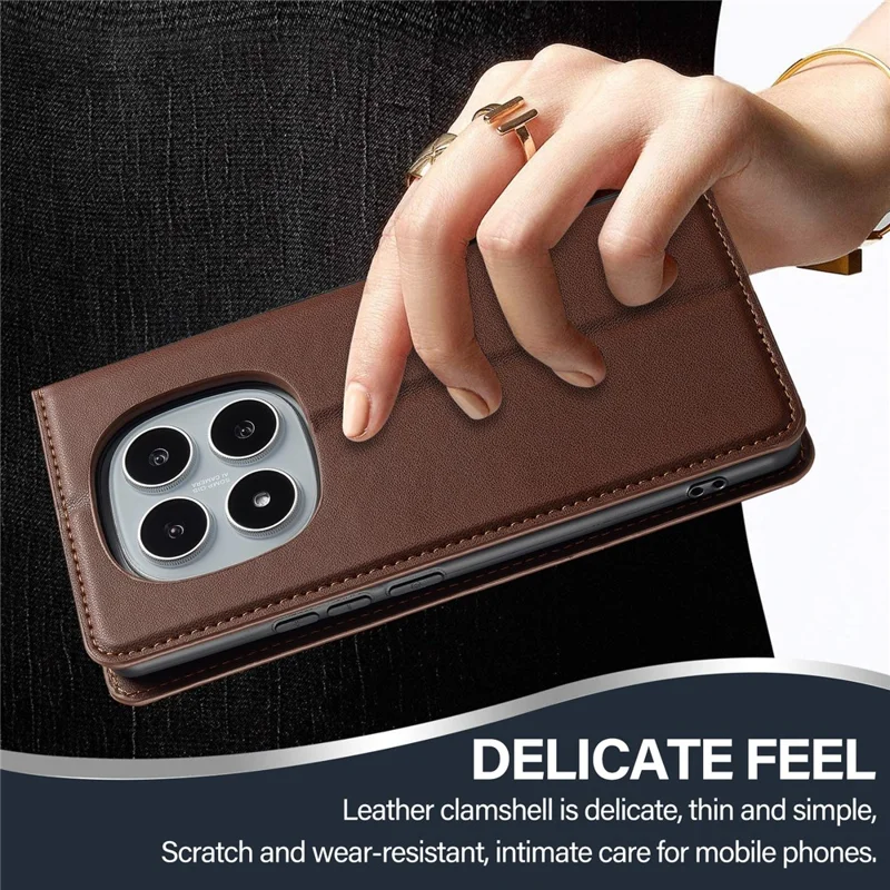 LC.IMEEKE L1 Serie für Xiaomi Redmi Note 14 Pro 4G Hülle PU-Leder Brieftasche Ständer Schutzhülle - Braun