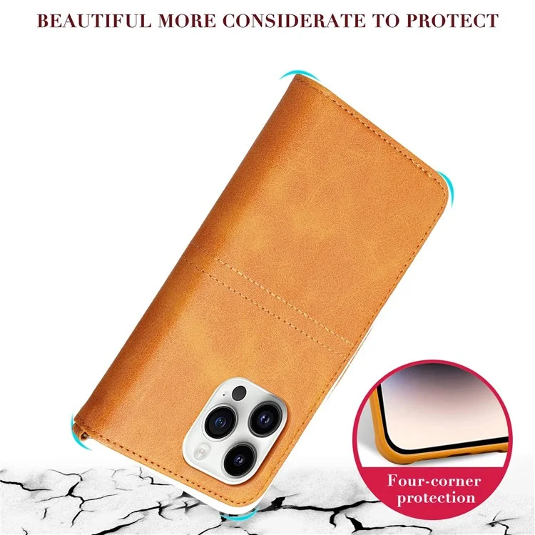 KT Leather Series-4 per iPhone 14 Pro 2-in-1 Custodia Staccabile TPU Retro in Pelle PU Custodia Telefonica Pieghevole con Supporto per il Portafoglio con Cinturino - Arancione