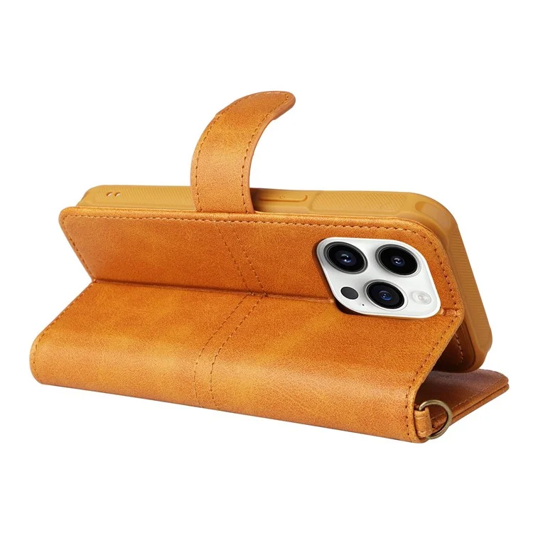 KT Leather Series-4 per iPhone 14 Pro 2-in-1 Custodia Staccabile TPU Retro in Pelle PU Custodia Telefonica Pieghevole con Supporto per il Portafoglio con Cinturino - Arancione