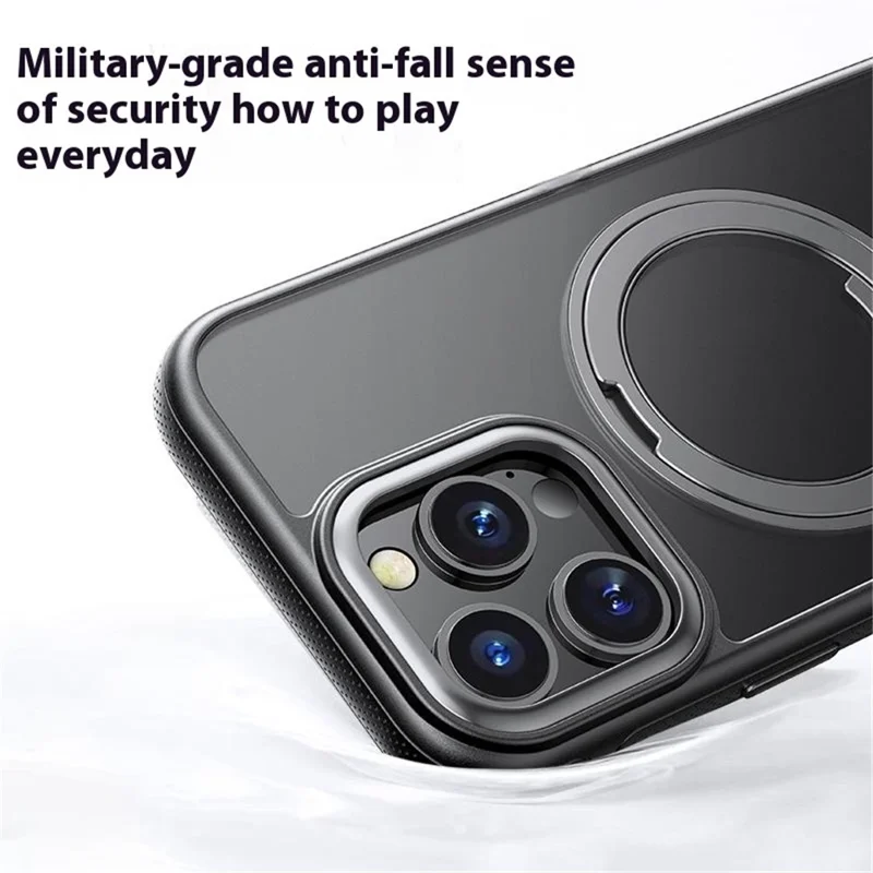 For iPhone 16 Pro Max Magnetic Case Rotating Gear Pivot Kickstand PC + TPU Phone Back Cover - Matte White