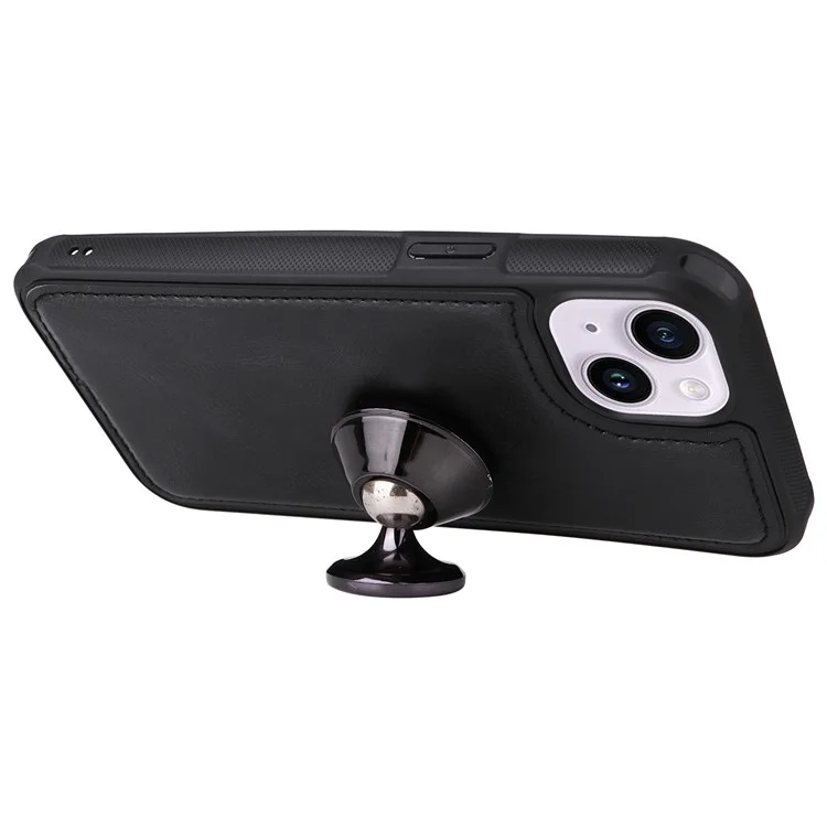 For iPhone 14 Plus Magnetic Case Detachable PU Leather Zipper Wallet Cover - Blackish Green