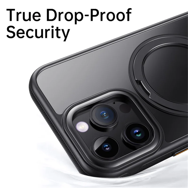 For iPhone 13 Pro Magnetic Case Rotating Gear Pivot Kickstand PC + TPU Phone Back Cover - Matte Black
