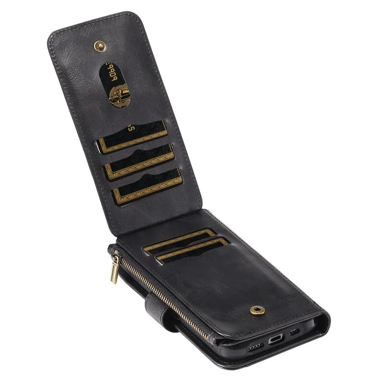KT Serie Multifuncional-3 Para Iphone 14 Pro Multifunción Case de Teléfonos Policita de Bolsillo Retro Retro PU TPU TPU Teléfono Inner - Negro