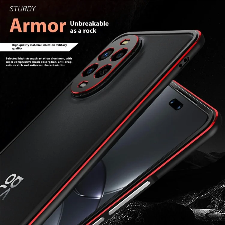Бампер-чехол для Huawei nova 13 Pro 5G с металлической рамкой и защитой камеры - Черный / Красный