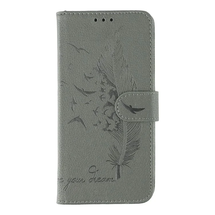 Phone Case For Honor Magic7 Lite 5G / X60 Pro 5G / X9c 5G Feather Imprint PU Leather Wallet Cover - Grey