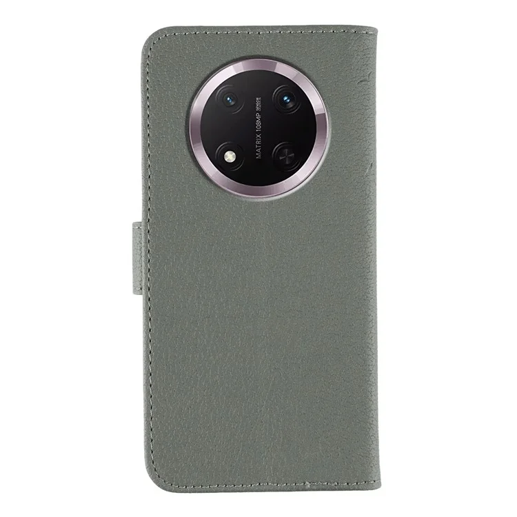 Phone Case For Honor Magic7 Lite 5G / X60 Pro 5G / X9c 5G Feather Imprint PU Leather Wallet Cover - Grey