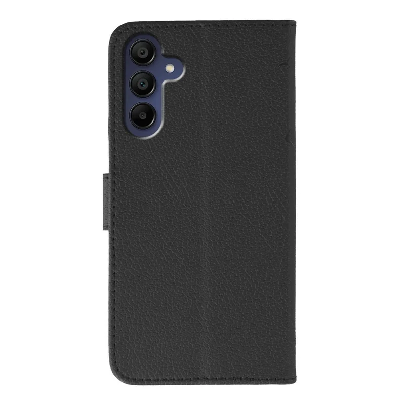 For Samsung Galaxy A06s Case Feather Imprint PU Leather Wallet Phone Cover - Black