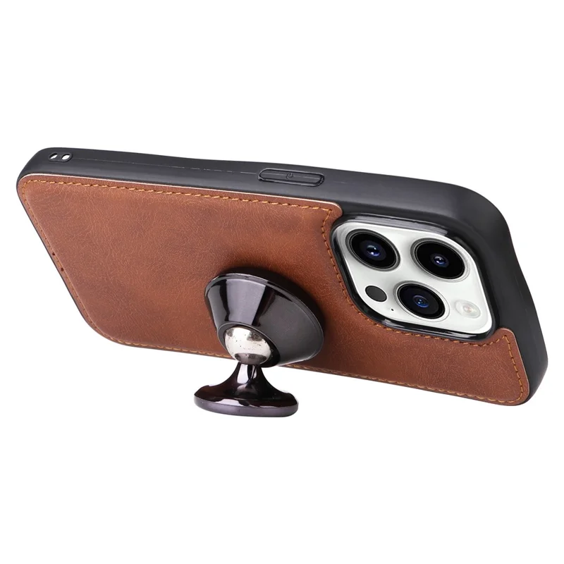 For iPhone 14 Pro Case 2 in 1 Detachable Magnetic Leather Wallet Mobile Cover with Strap - Brown