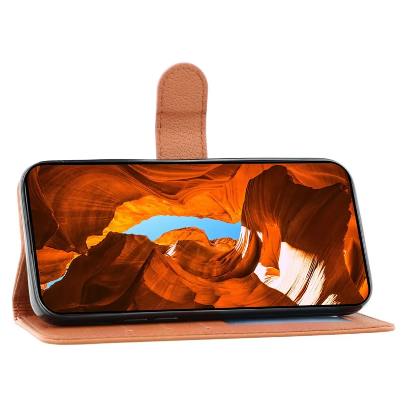 Voor Samsung Galaxy A55 5G hoesje met veerprint van PU-leer met portemonnee - Bruin