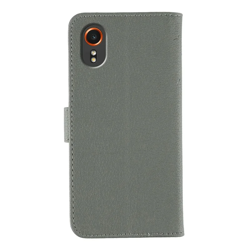 Voor Samsung Galaxy Xcover7 Hoesje Veer Afdruk PU Leren Portemonnee Hoes - Grijs