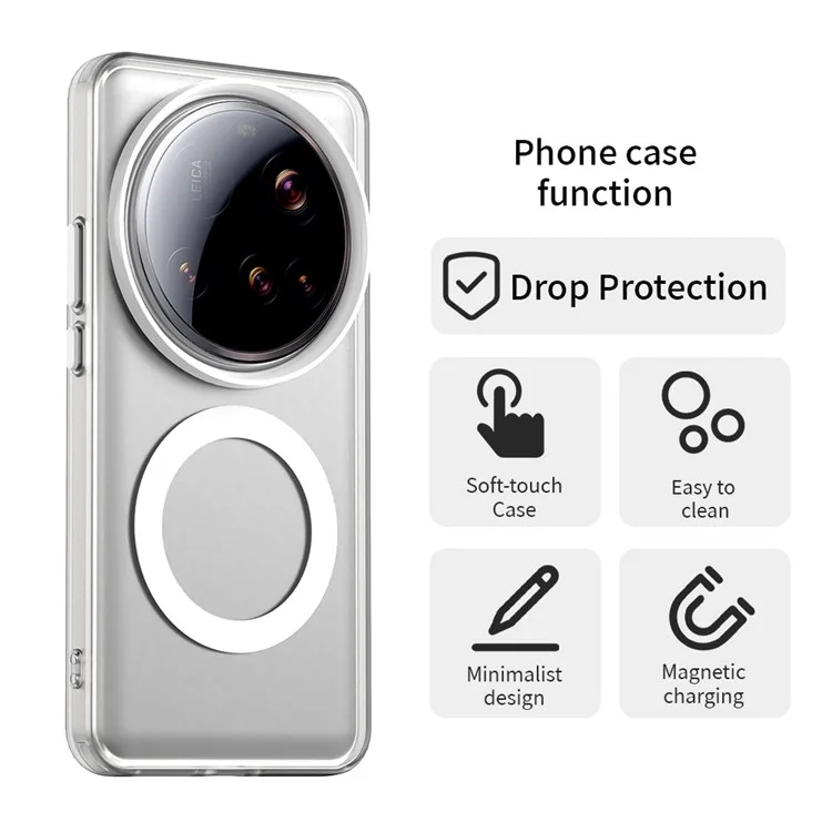 For Xiaomi 15 Ultra Case Magnetic Case Skin Touch Matte Anti Drop TPU + PC Phone Back Cover - White
