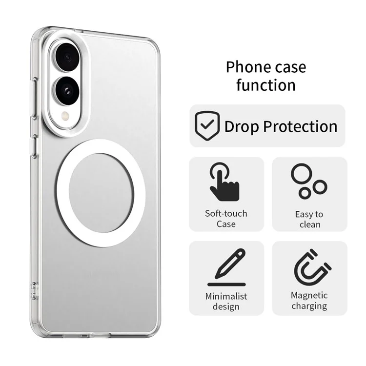 Чехол для Samsung Galaxy S25 Edge с магнитной крышкой, матовой текстурой, противоударный, из ТПУ и поликарбоната - Белый