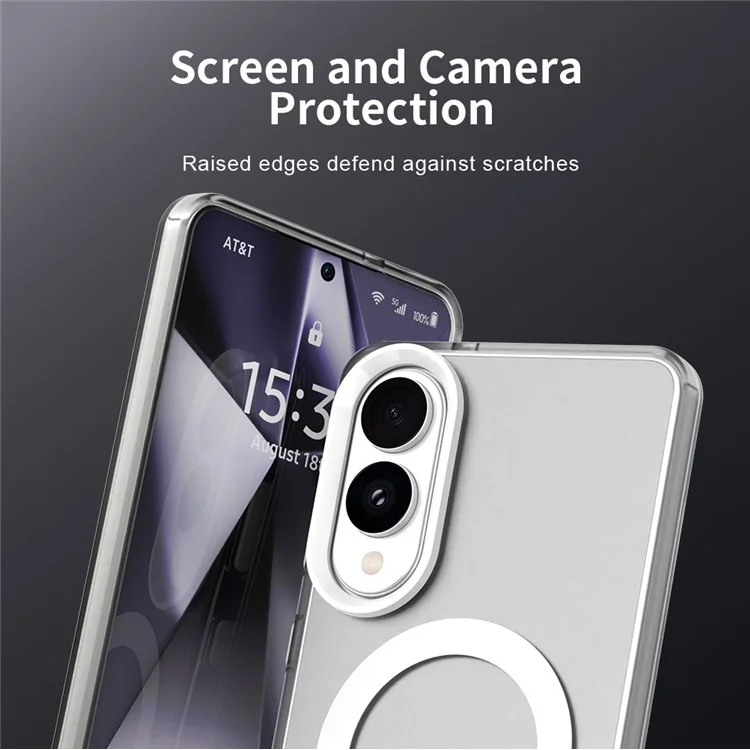 Чехол для Samsung Galaxy S25 Edge с магнитной крышкой, матовой текстурой, противоударный, из ТПУ и поликарбоната - Белый