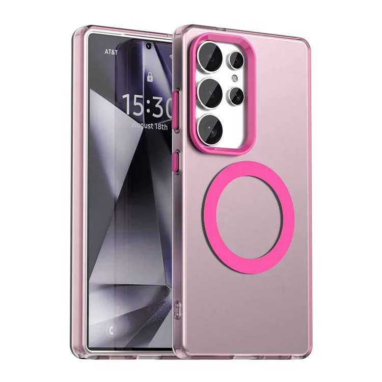 Für Samsung Galaxy S24 Ultra Hülle Magnetische Hülle Soft-Touch Matte Stoßfeste TPU + PC Handyrückseite - Rot