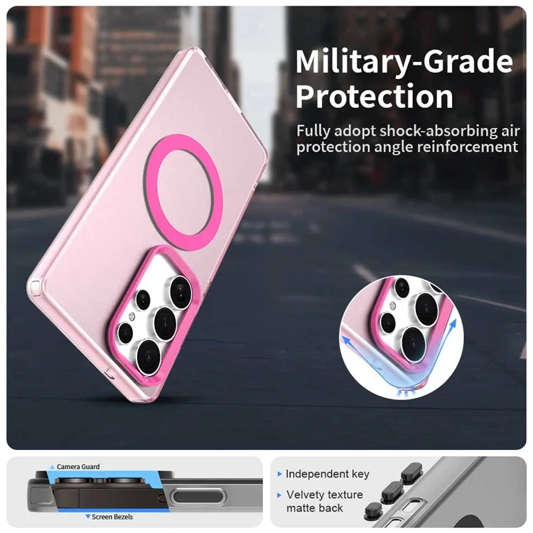 Für Samsung Galaxy S24 Ultra Hülle Magnetische Hülle Soft-Touch Matte Stoßfeste TPU + PC Handyrückseite - Rot