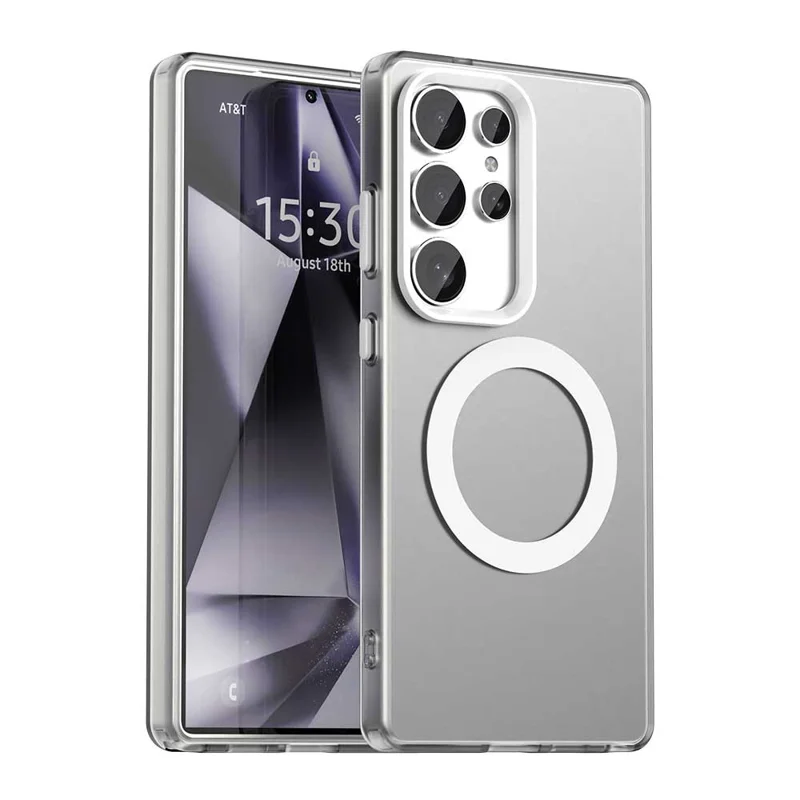 For Samsung Galaxy S23 Ultra Case Magnetic Case Skin Touch Matte Anti Drop TPU + PC Phone Back Cover - White