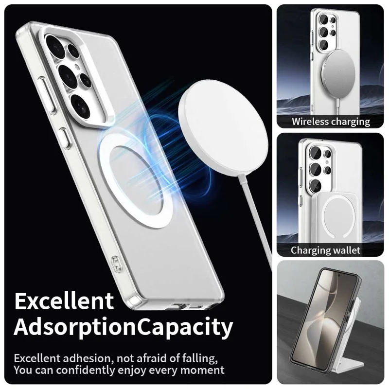 For Samsung Galaxy S23 Ultra Case Magnetic Case Skin Touch Matte Anti Drop TPU + PC Phone Back Cover - White