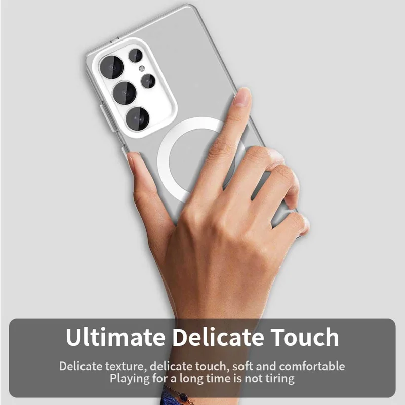 For Samsung Galaxy S23 Ultra Case Magnetic Case Skin Touch Matte Anti Drop TPU + PC Phone Back Cover - White