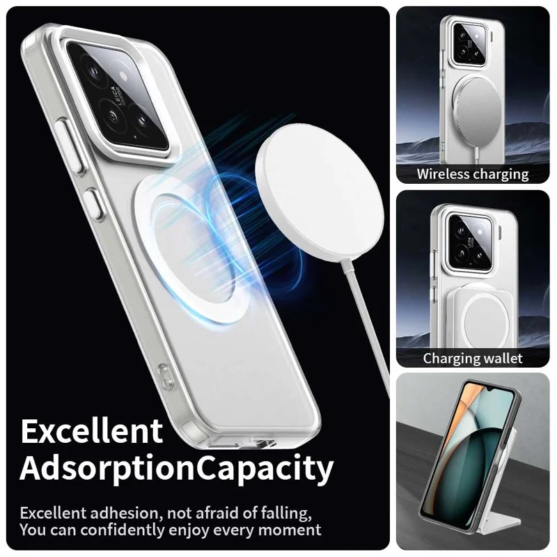 For Xiaomi 15 Pro Case Magnetic Case Skin Touch Matte Anti Drop TPU + PC Phone Back Cover - White