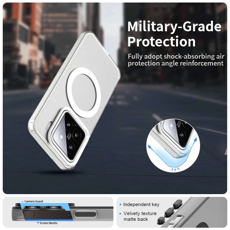 For Xiaomi 15 Pro Case Magnetic Case Skin Touch Matte Anti Drop TPU + PC Phone Back Cover - White