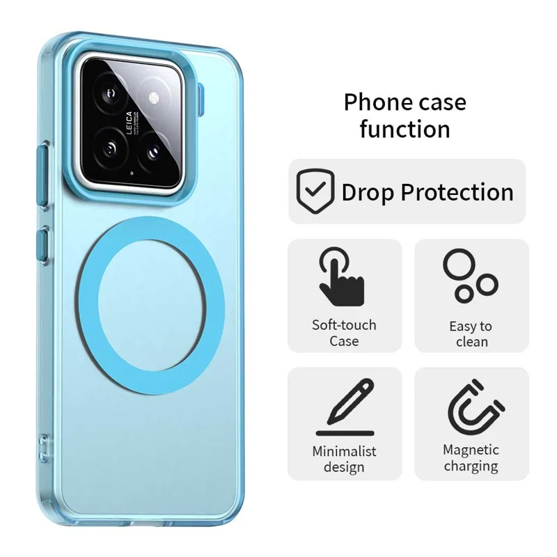 For Xiaomi 15 Pro Case Magnetic Case Skin Touch Matte Anti Drop TPU + PC Phone Back Cover - Blue