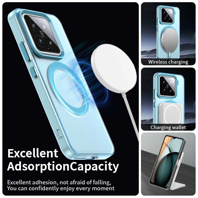 For Xiaomi 15 Pro Case Magnetic Case Skin Touch Matte Anti Drop TPU + PC Phone Back Cover - Blue