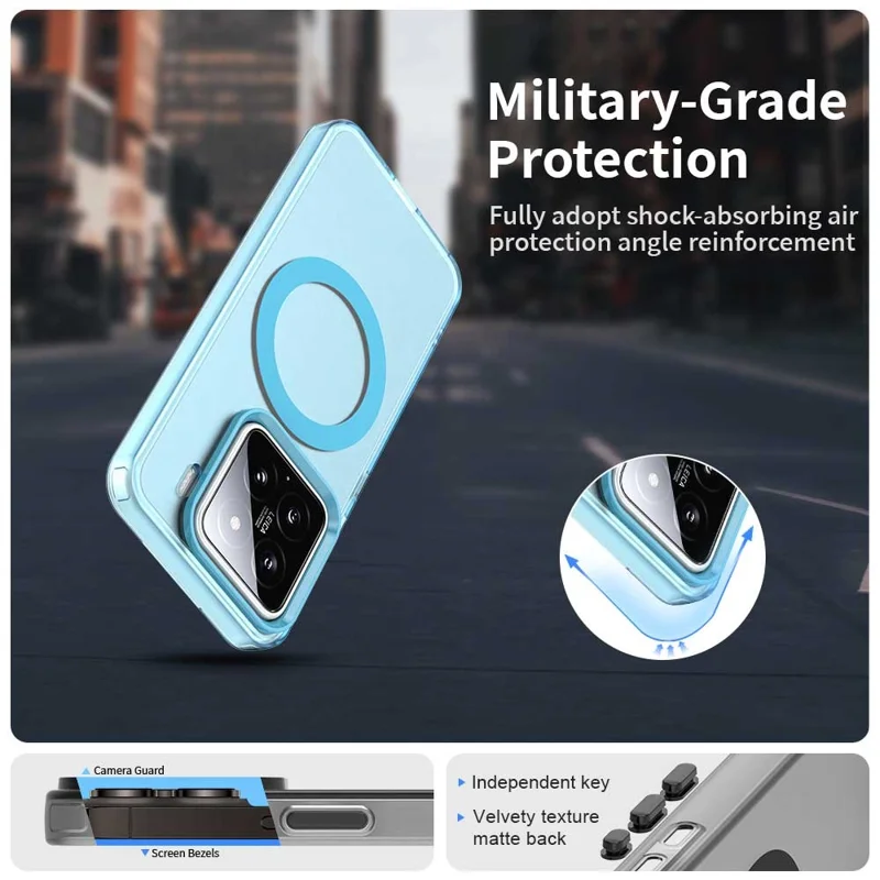 For Xiaomi 15 Pro Case Magnetic Case Skin Touch Matte Anti Drop TPU + PC Phone Back Cover - Blue